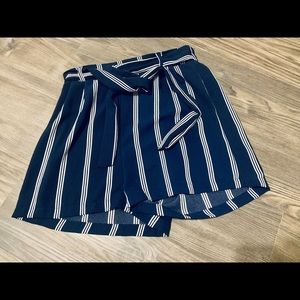 Navy and White Stripes Summer Shorts Size Small